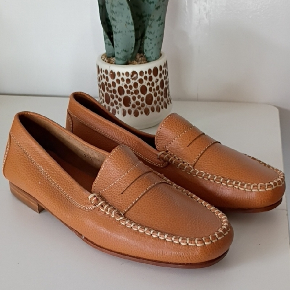 Sugar Womens Tan Leather Loafers Made In Italy Size 37 Size 6.5 Women's - Picture 5 of 11